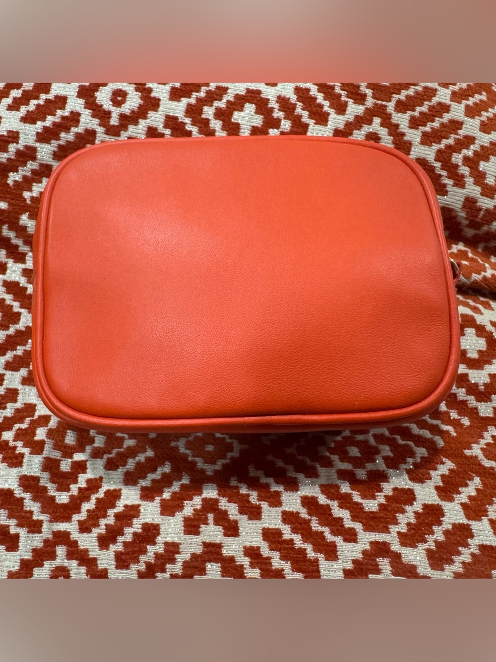 Tory Burch Orange Leather Mini Pouch Cosmetic Case 3x5 - Picture 2 of 7
